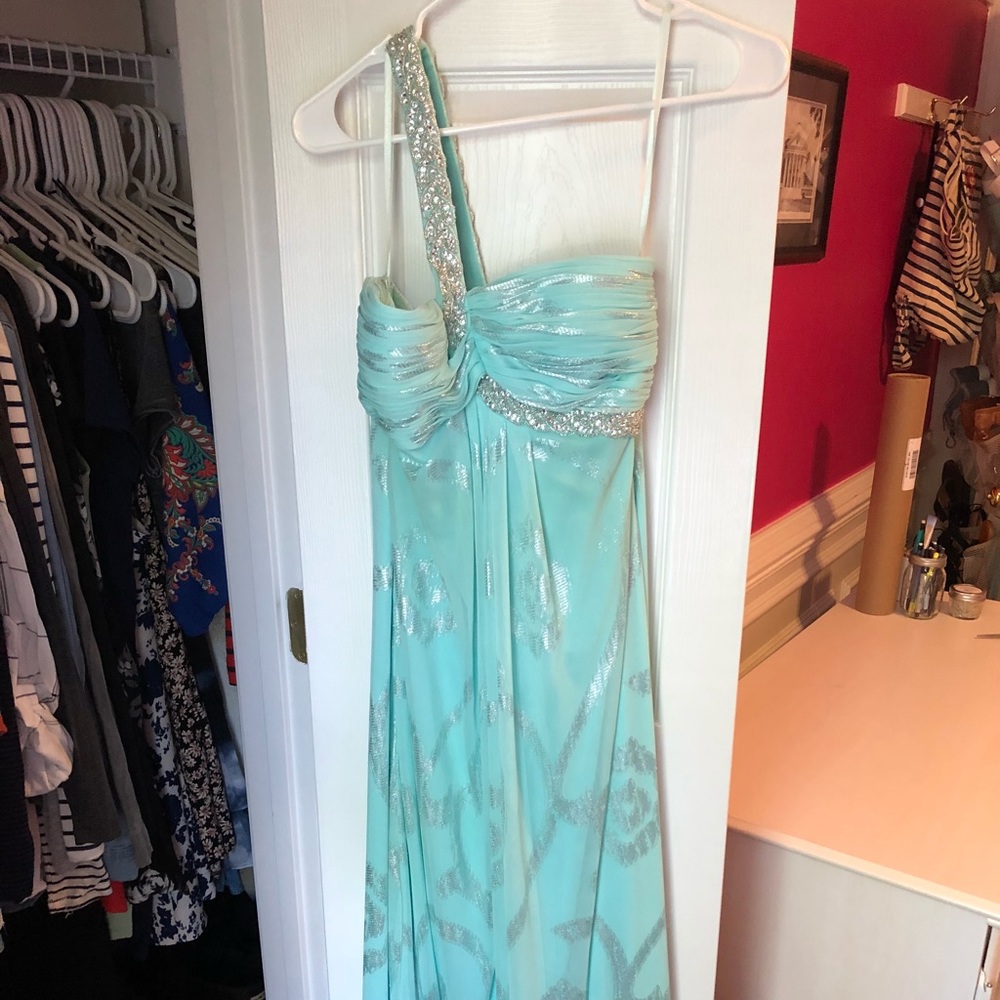 Cache blue and silver sequin prom dress. Size 2